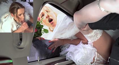 Bride fucks before getting married in limousine.