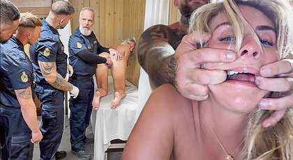 Rubia follada por tres policias