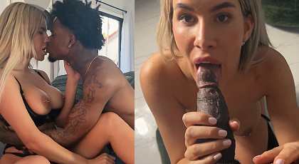 Rubia se come una gran y dura polla negra