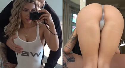 Rubia italiana con tetas grandes folla en sus vacaciones